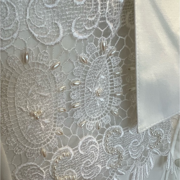 Vintage Beaded White Blouse - Picture 3 of 4